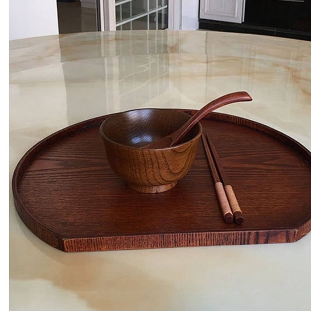 Korean wood charger  moon shape